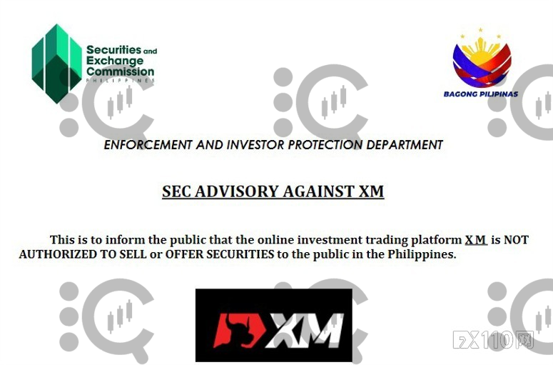 4月4日，菲律宾证券交易委员会 (SEC) 对外汇和加密货币差价合约经纪商 XM 发出警告，称其在该国提供未经授权的证券。同时期，SEC还对eToro 发出相同警告，详情请点击：《菲律宾 eToro 发起人面临最高 21 年监禁的风险》